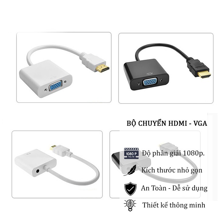 Cáp chuyển đổi tín hiệu HDMI sang VGA có cổng tai nghe Micro USB - Nhiều phân loại hàng