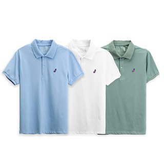 Áo Thun Polo Cao Cấp Thêu Họa Tiết Trái Cà Tím A02-006, Chất coton 4 chiều thoáng mát thấm hút mồ hôi