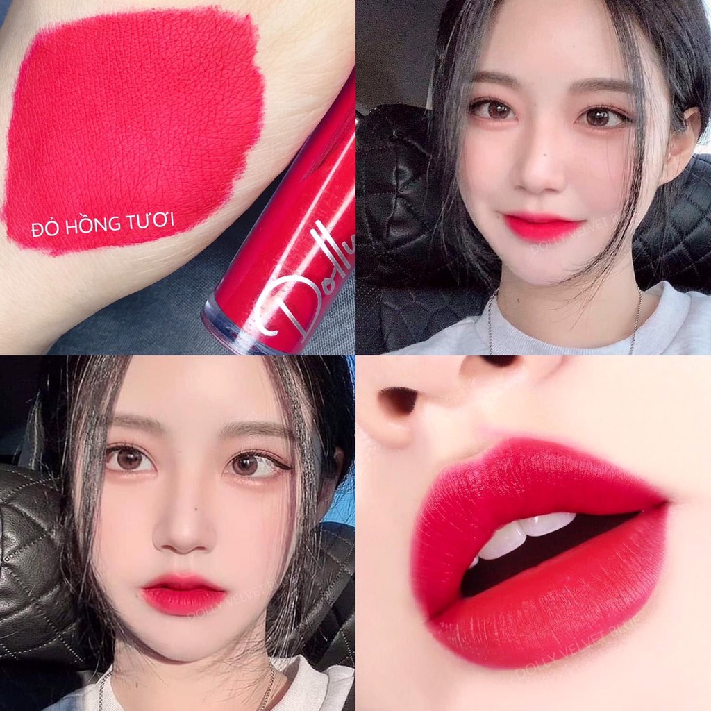 Mua 1 Tặng 1 dưỡng môi [Đỏ Hồng Tươi ] Son Cao Cấp Dolly Velvet Lips Blue Classic 2020