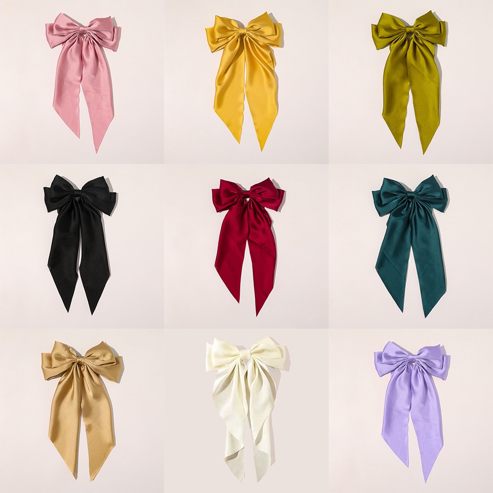 Kẹp tóc 17Km phối nơ ruy băng nhiều màu thanh lịch tùy chọn