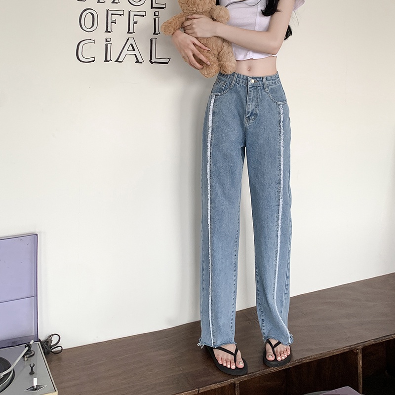 Quần jeans Nữ Lưng Cao Ống Rộng Phong Cách retro Mỹ Mới