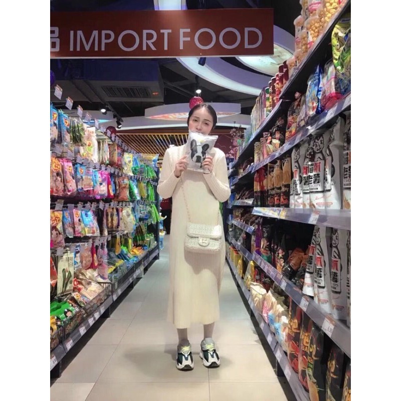 Váy len cổ tròn thời trang thu đông quảng châu 2021