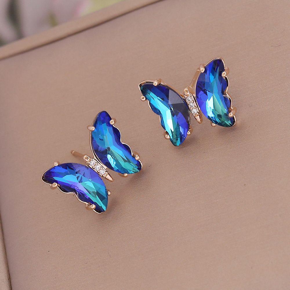 BSUNS 1 Đôi Bông Tai Xỏ Lỗ Bằng Đồng Màu Sắc Gradient Phong Cách Retro