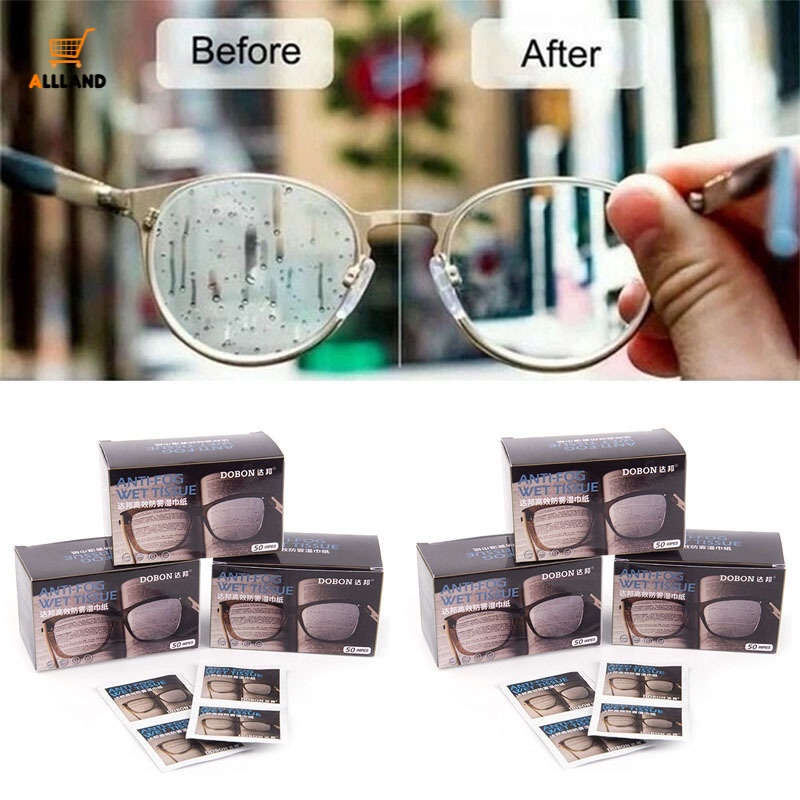 Bộ 50 Khăn Lau Mắt Kính Chống Sương Mù Sử Dụng Một Lần