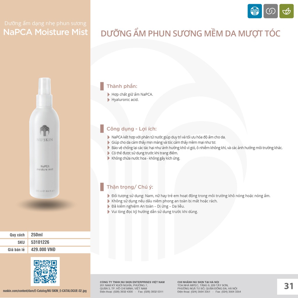 Xịt khoáng NuSkin NaPCA Moisture Mist | BigBuy360 - bigbuy360.vn