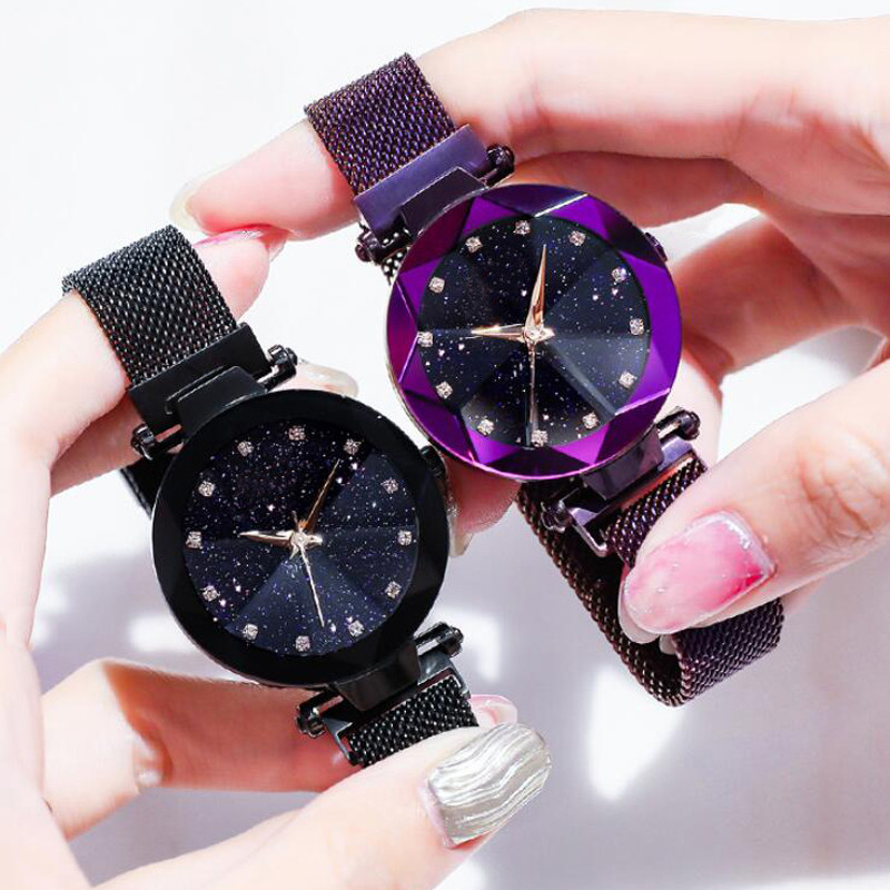 ZOLFA Luxury Rose Gold Magnet Buckle Ladies Quartz Wrist Watch Elegant Purple Starry Sky Rhinestone Womens Analog Clocks Fashion Lady Watches Đồng hồ nữ
