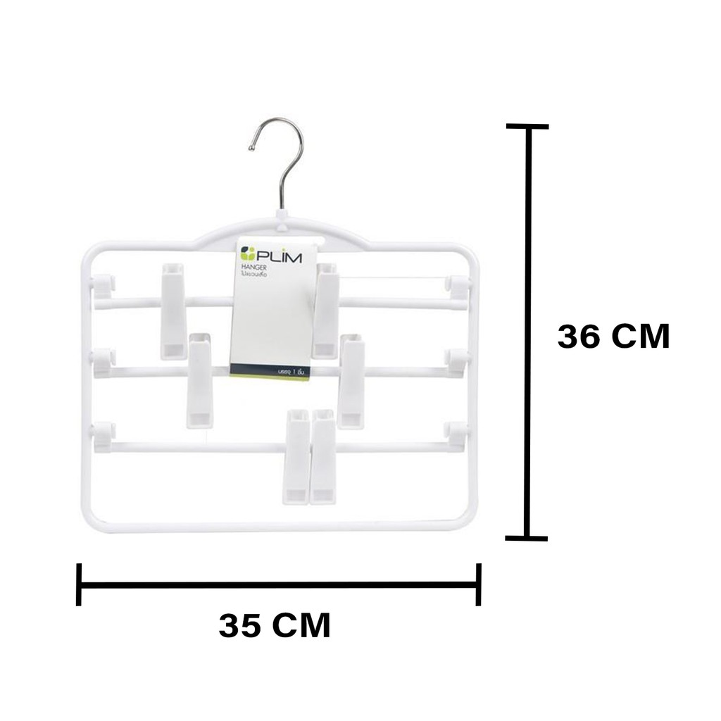 HomeBase PLIM Móc áo 3 tầng bằng nhựa có kẹp Thái Lan W35xD4xH36 Cm trắng