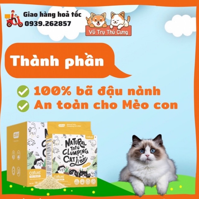 Cát vệ sinh đậu nành hữu cơ cho mèo Tofu Cature - Cát đậu nành không bụi| Cát mèo TOFU