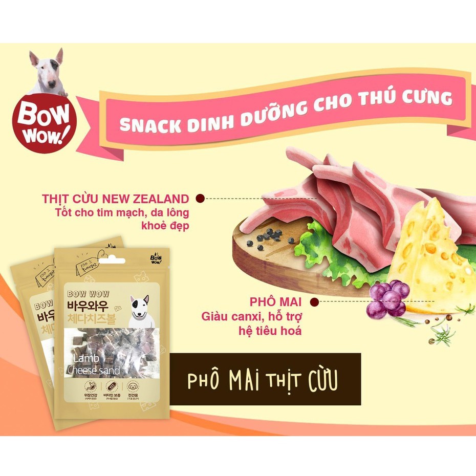 Snack Cho Chó Phô Mai Thịt Cừu BowWow 100g