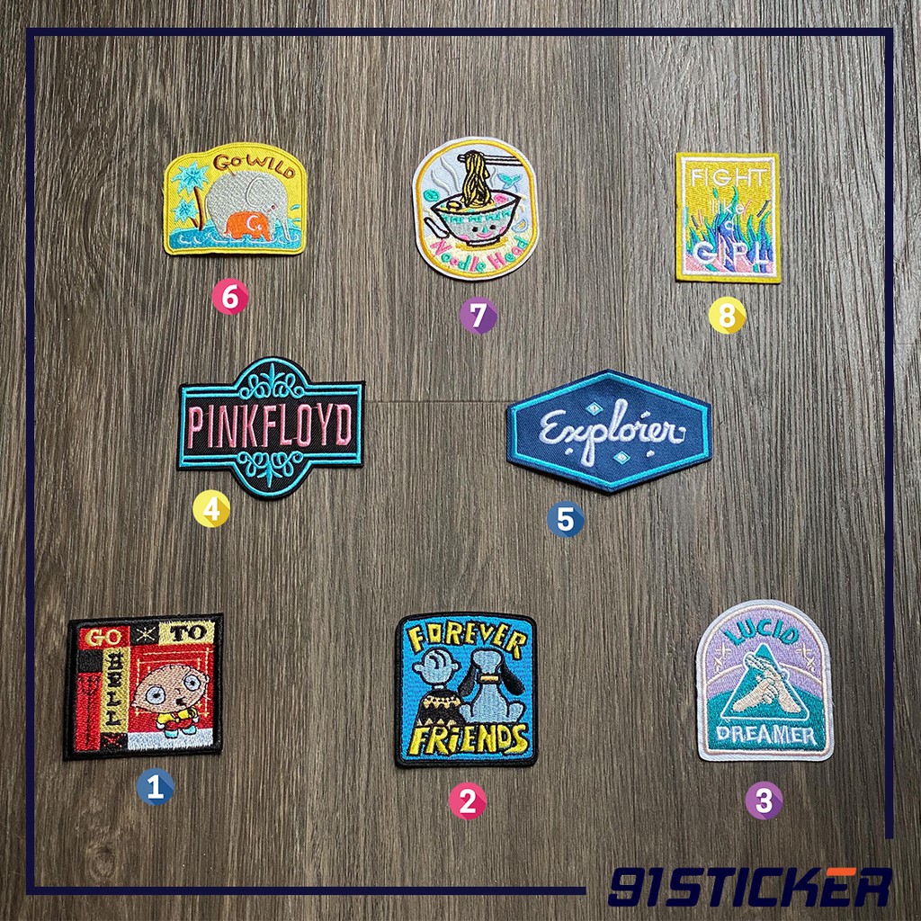 Patch/ Sticker vải là/ủi các biểu tượng dùng trang trí quần áo, cặp sách, phụ kiện