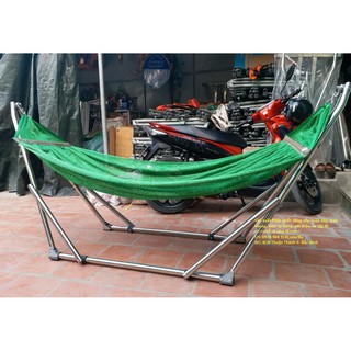 Võng xếp khung INOX Kèm Lưới Võng (Size lớn)- Hàng Việt Nam Chất Lượng Cao