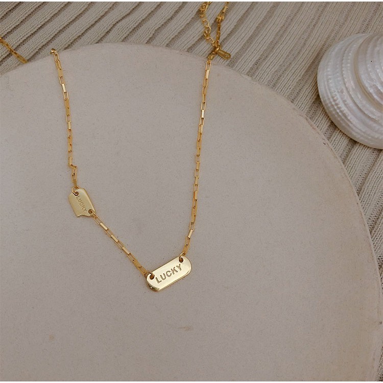 vòng cổ Bạc 925 Mặt Chữ May Mắn Phong Cách Hàn Quốc