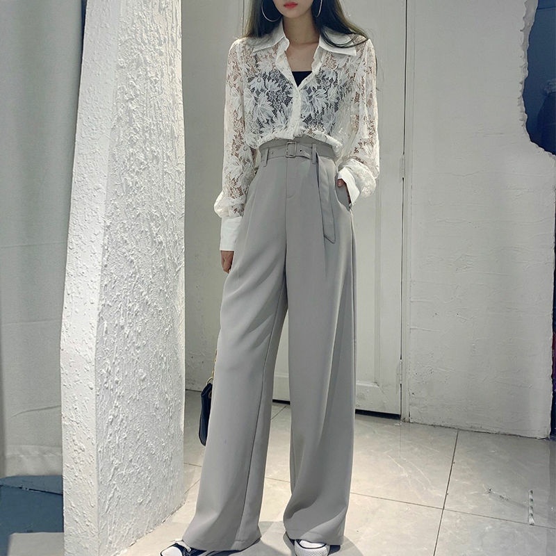 Quần ống rộng Lưng Cao Thời Trang Mùa Thu Mới Cho Nữ 2021