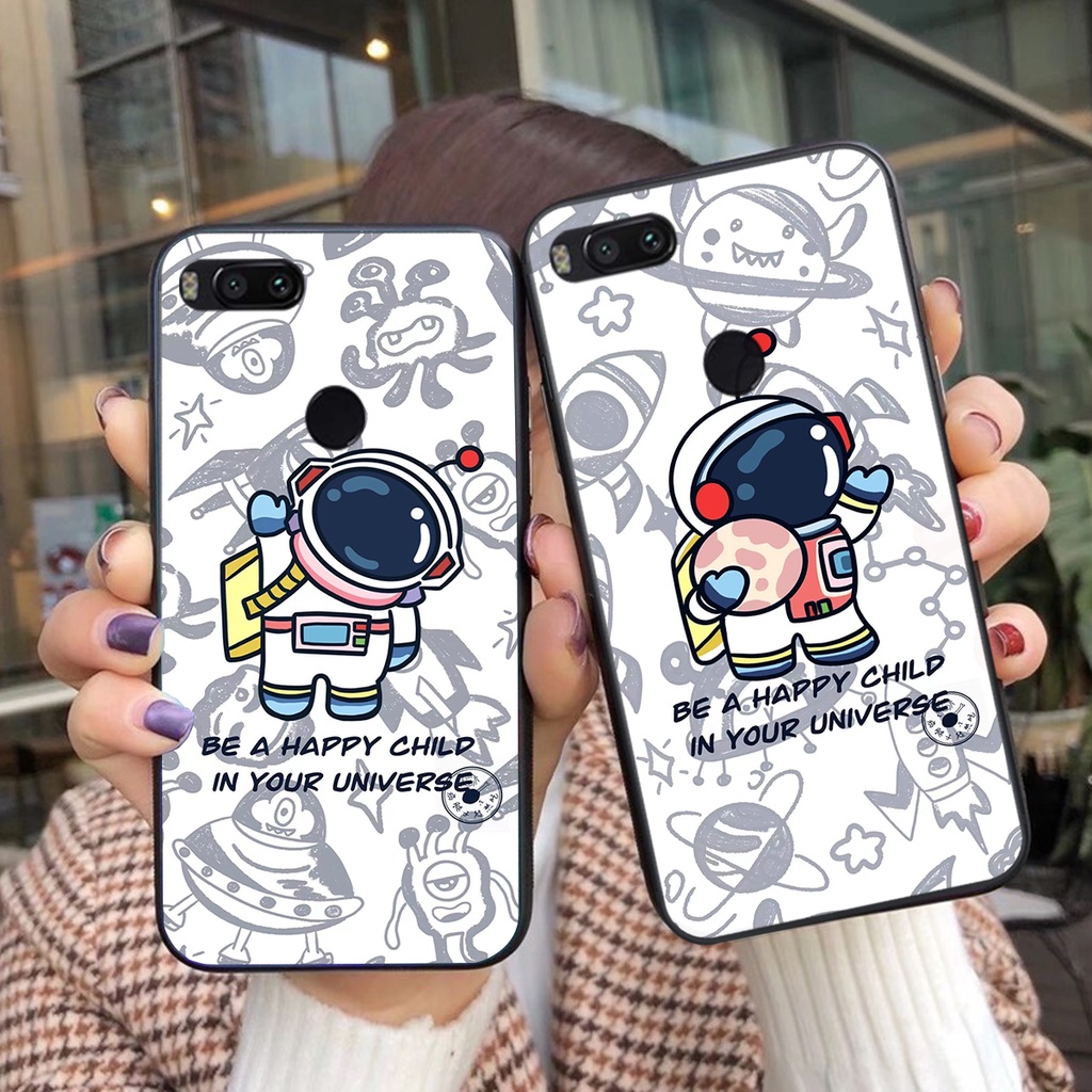 Ốp lưng Xiaomi Mi A1 - Mi 5x mẫu  vũ trụ cute đáng yêu, ốp phi hành gia