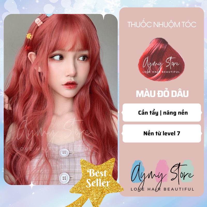 Thuốc nhuộm tóc đỏ dâu, đỏ hồng kèm bộ dụng cụ nhuộm tóc