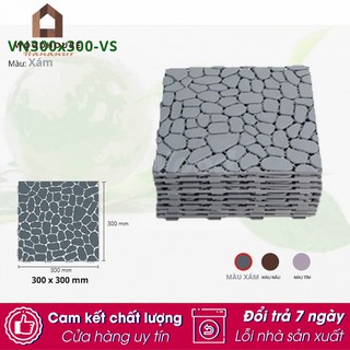 Combo 10 Vỉ Nhựa Lót Sàn Viên Sỏi Xám- Sàn Gỗ Nhựa Lót Hình Viên Sỏi Lót