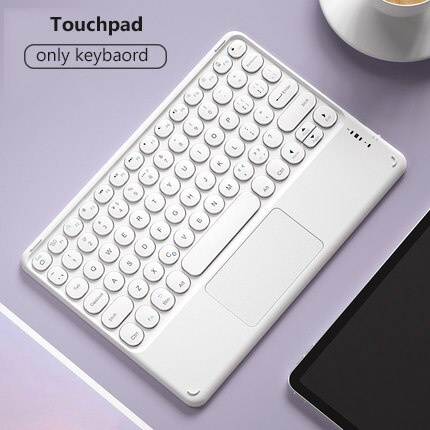 Xumu For iPad Pro 2021 Air 4 4th 10.9 inch 2020 Portable Round Keycap Single Keyboard Wireless Bluetooth Trackpad Keyboard For Huawei Tablet Android IOS Windows Smart Phone Button Key Cap Touchpad Keyboard