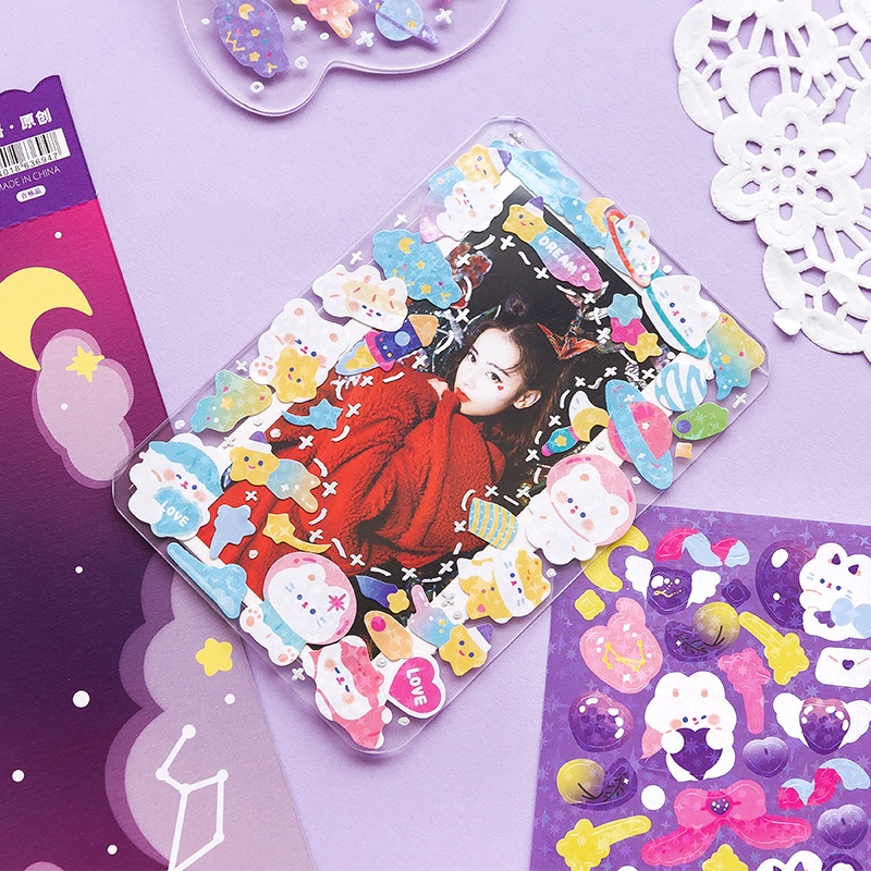 Bộ 2 Tờ Sticker Hoạt Hình Màu Cầu Vồng Đáng Yêu