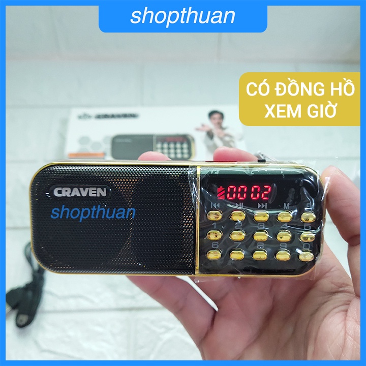 [Mã ELHACE giảm 4% đơn 300K] Loa Thẻ Nhớ Craven CR-25A 1 Pin Rời - Nghe USB, Thẻ Nhớ, FM Radio, Có Chế Độ Đồng Hồ