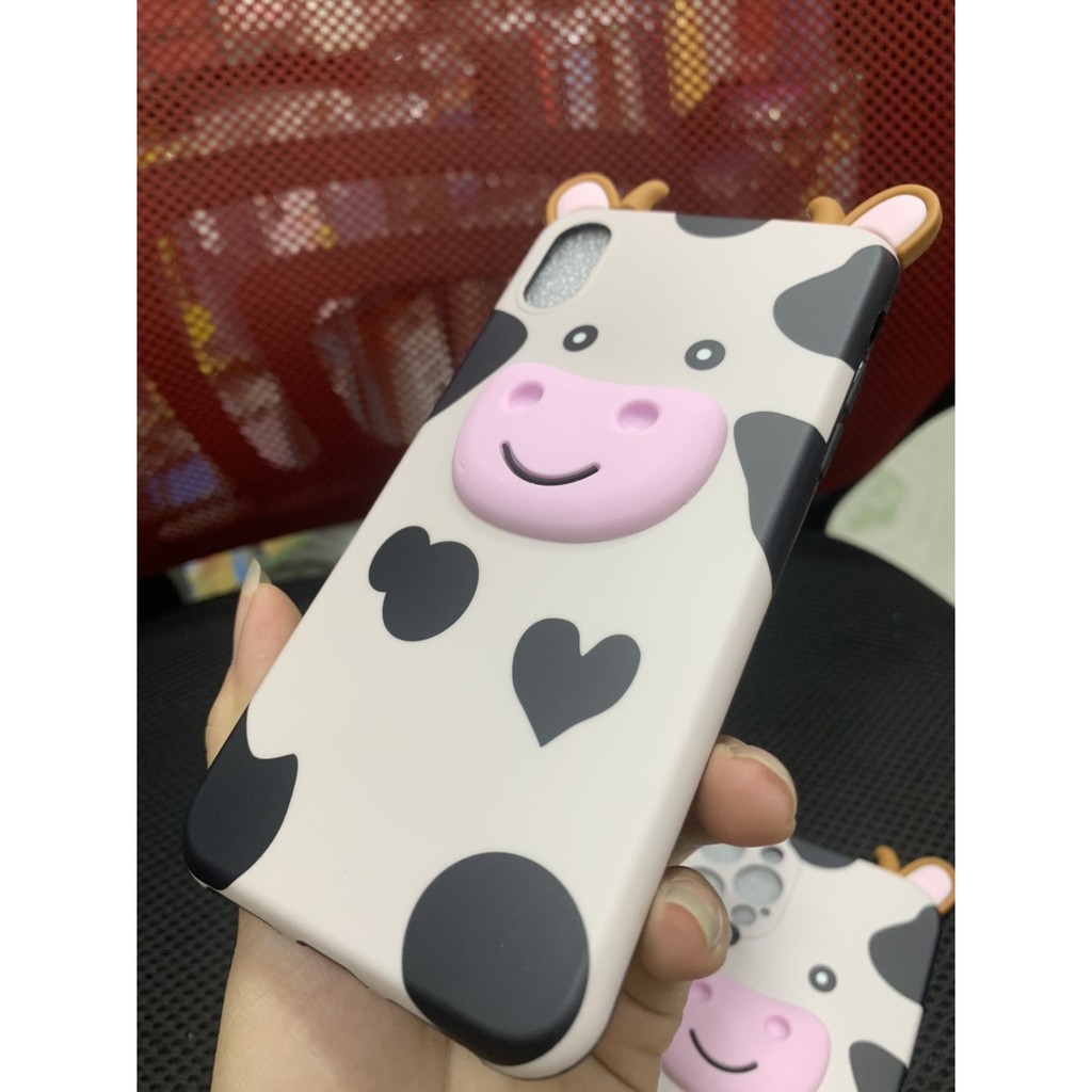Ốp iPhone X/xs, iP11, 11 promax, ip12, 12 promax  dẻo in hình bò sữa kute