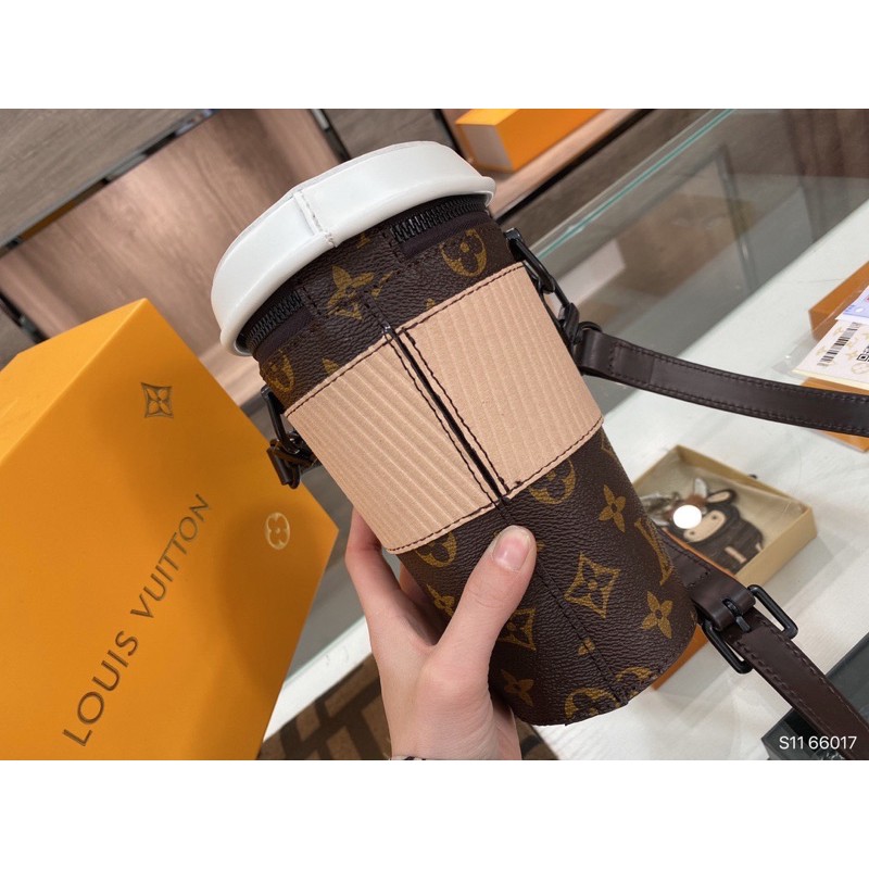 Túi đeo chéo nữ hình cốc cà phê Louis Vuitton LV da thật cao cấp