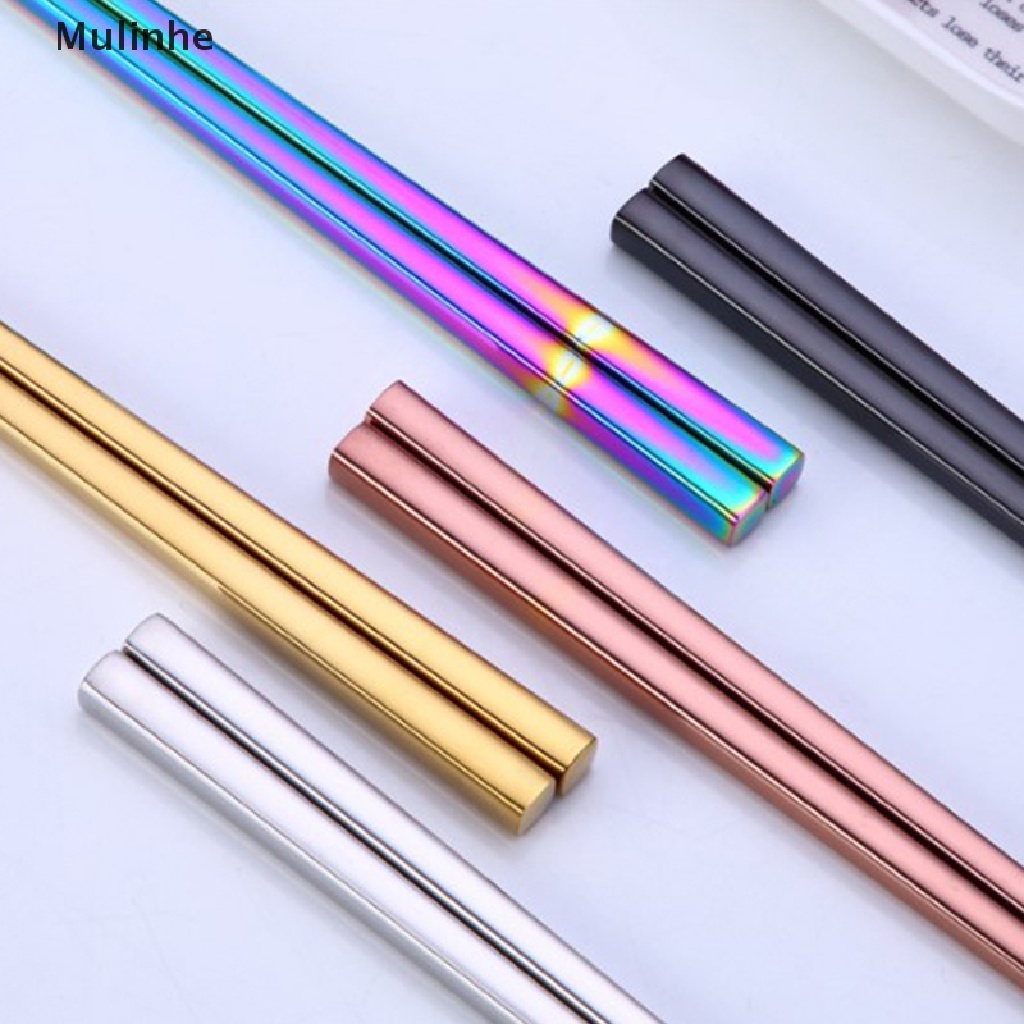 1 Đôi Đũa Chống Trượt Bằng Thép Không Gỉ Màu Bạc