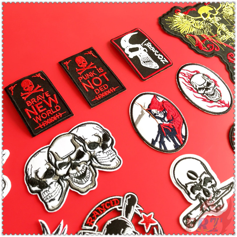 Miếng dán ủi quần áo phong cách Punk Skull Series 03
