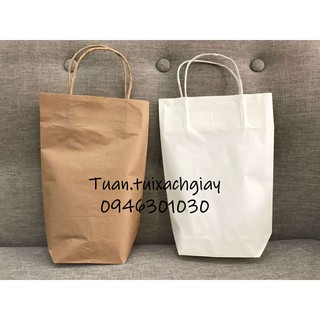 100 cái túi xách giấy có quai giấy quấn (18x28)