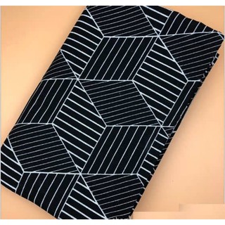 Vải Bố Vải Canvas Decor Trang Trí May Rèm, Màn Cửa Sổ, Khăn Bàn, Khăn Picnic, Phông Chụp Ảnh Họa Tiết Kim Cương Đen