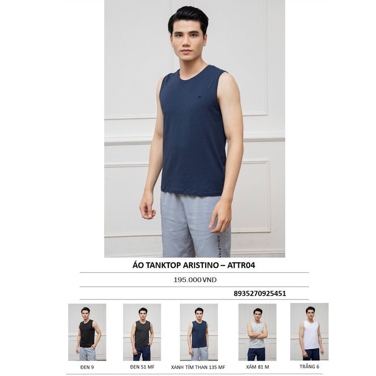 áo thun nam sát nách, áo tank top [ARISTINO] tông màu cơ bản, toát lên vẻ nam tính mạnh mẽ - ATTR04