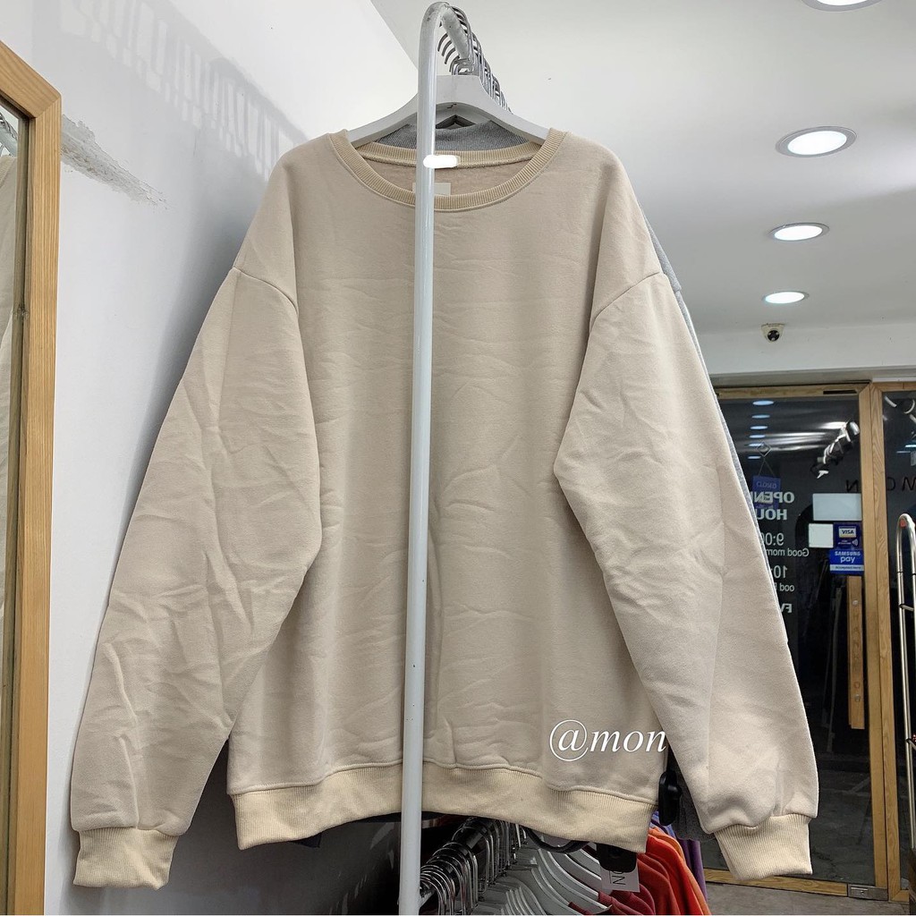 210676 Áo sweater nỉ bông trơn - áo nỉ nam nữ oversize form rộng - chất nỉ bông trơn dày ấm nhiều màu | BigBuy360 - bigbuy360.vn