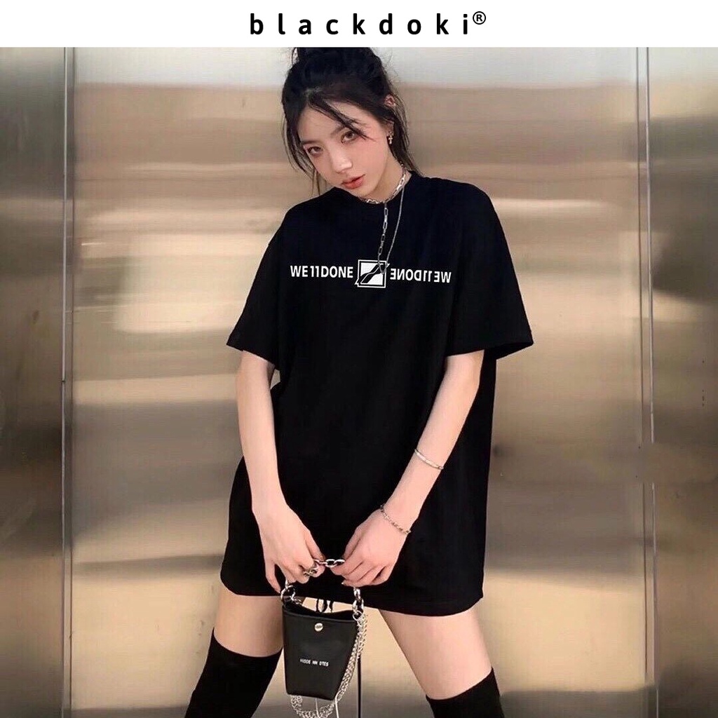 Áo thun nữ BLACKDOKI-WE11DONE , áo phông form rộng tay lỡ cá tính chất cotton dày dặn unisex