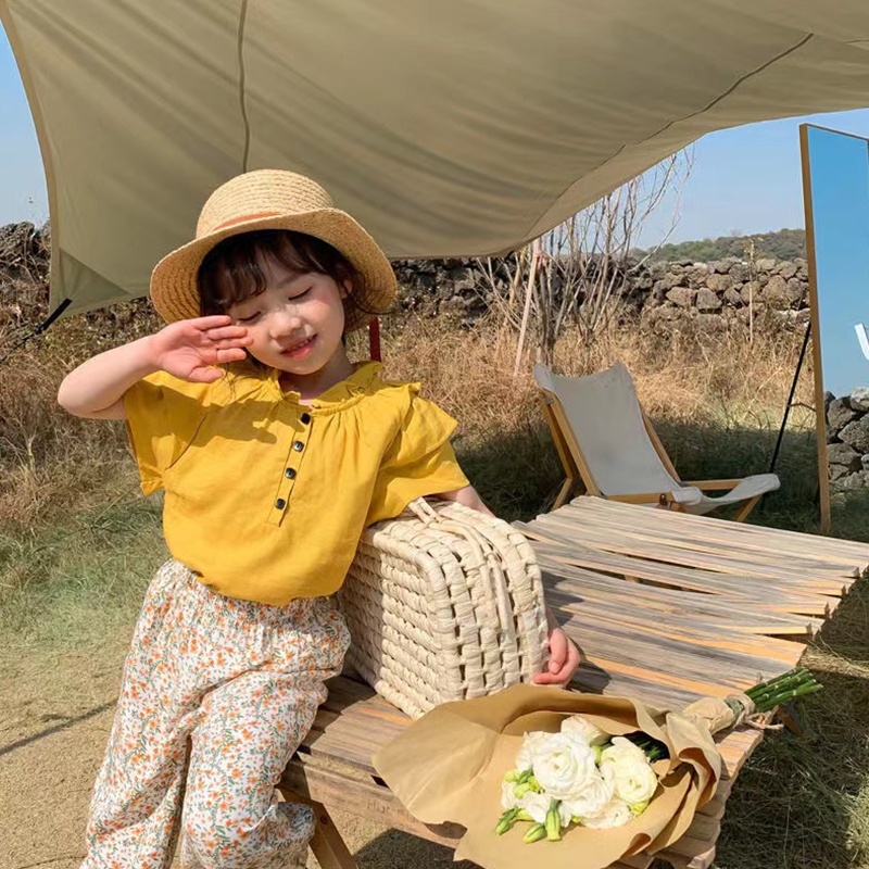 Quần Dài Chống Muỗi Dáng Suông Họa Tiết Hoa Nhí Xinh Xắn Cho Bé Từ 1-8 Tuổi