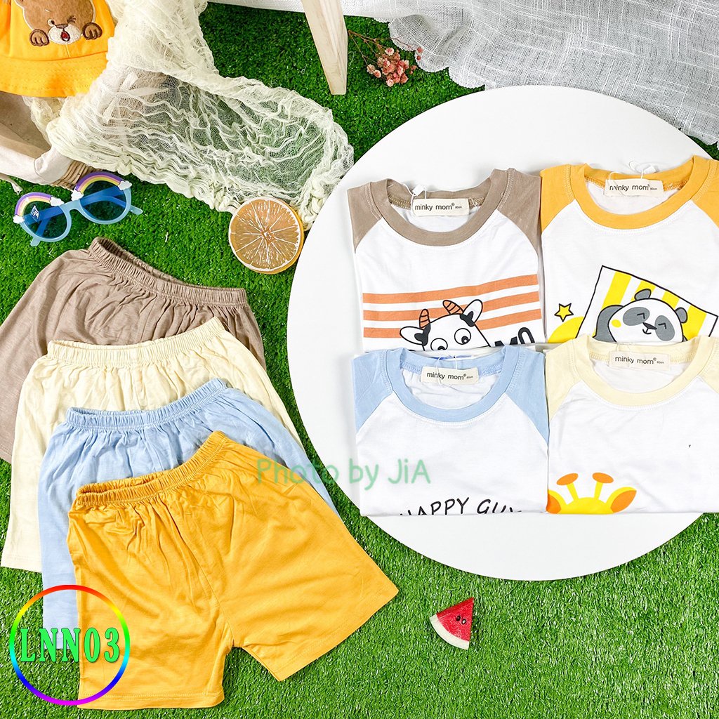 [LNN03] Bộ Cộc Tay Thun Lạnh MINKY MOM In Hình Dễ Thương, Mềm Mịn, Thoáng Mát, Hàng Chuẩn Đẹp, Dễ Chịu, Thoải Mái Cho Bé