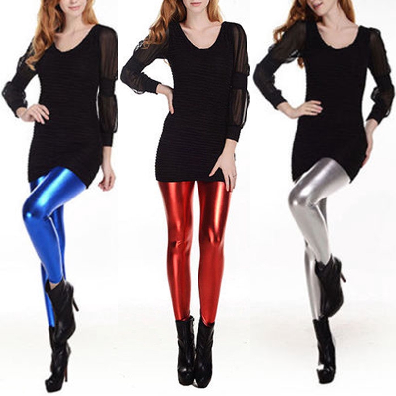 Quần legging da bóng thời trang punk cho nữ