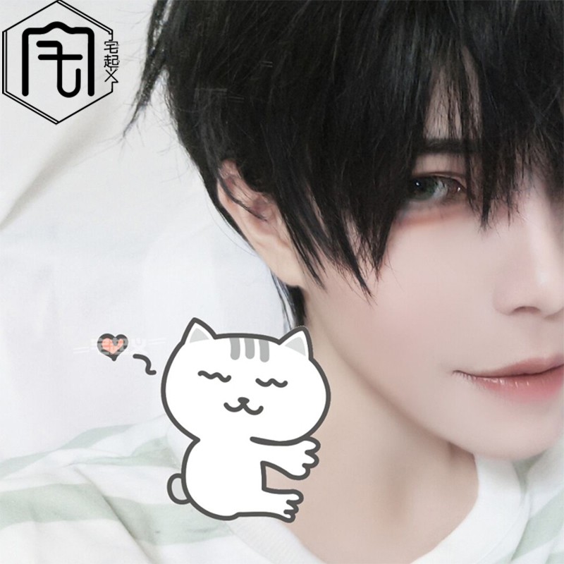 Tóc giả kiểu ngắn thẳng màu đen tự nhiên thời trang dành cho nam