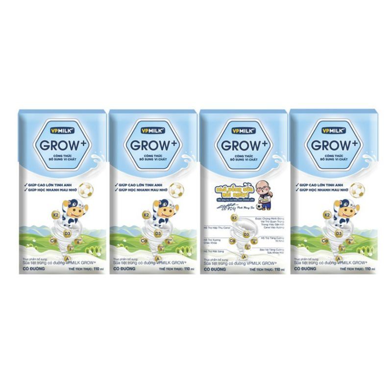 Thùng 48 hộp sữa tiệt trung VPMilk Grow + 110ml
