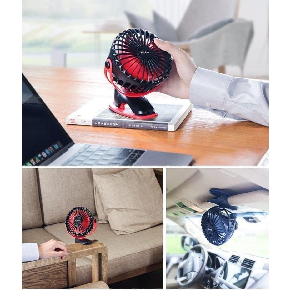 Quạt kẹp tích điện mini yoobao dung lượng 6400 mAh, thời gian chạy liên tục 32 giờ ( bảo hành 6 tháng) | BigBuy360 - bigbuy360.vn