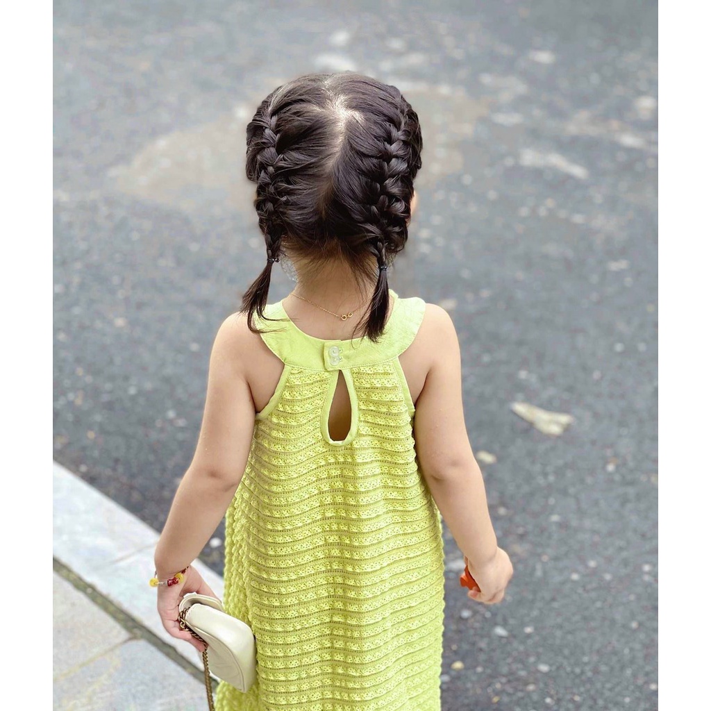 Váy Ren Cổ Yếm Xinh Cho Bé Gái