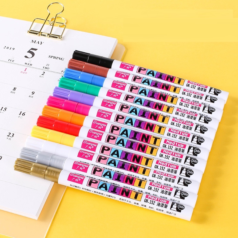 Bút repaint giày đế giày sơn nhiều bề mặt : cao su, thủy tinh, kim loại, gỗ, đá, giấy... 12 màu GN Paint Medium  GN152