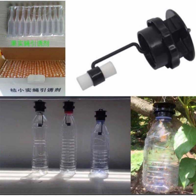 Bộ Nắp Bẫy Ruồi Gắn Chai Nước Suối Có Kèm Túyp