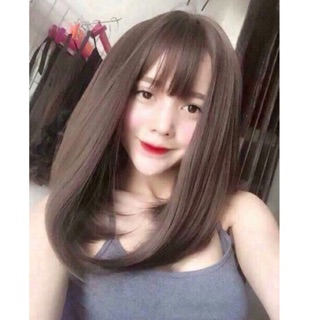 Tóc giả Nguyên đầu ngang vai cúp đuôi phồng tặng lược chuyên dụng + lưới chùm tóc