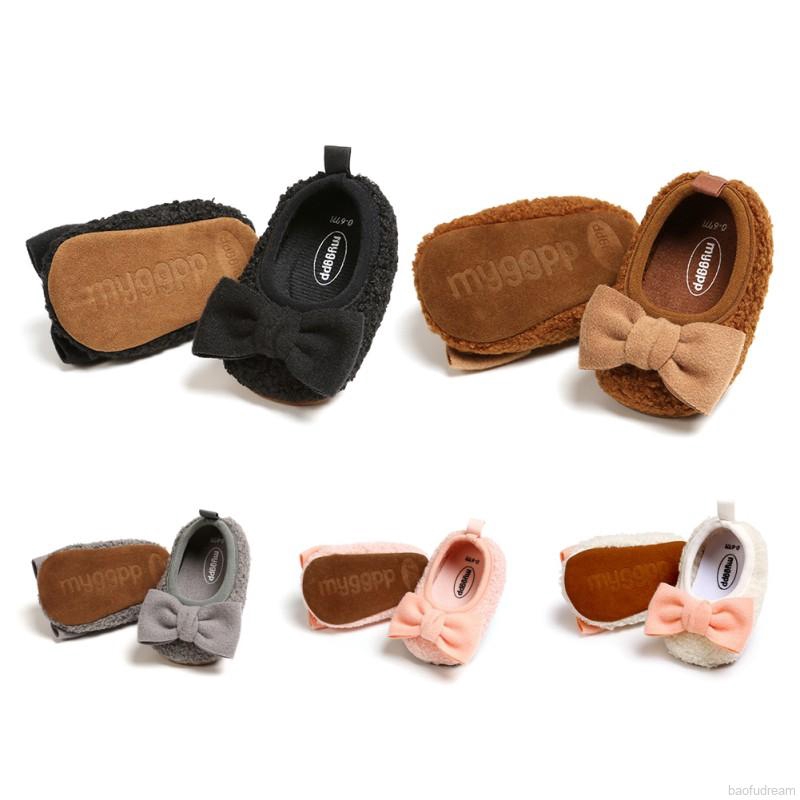 Giày búp bê phối nút bướm chống trượt cho bé gái 0-18 tháng