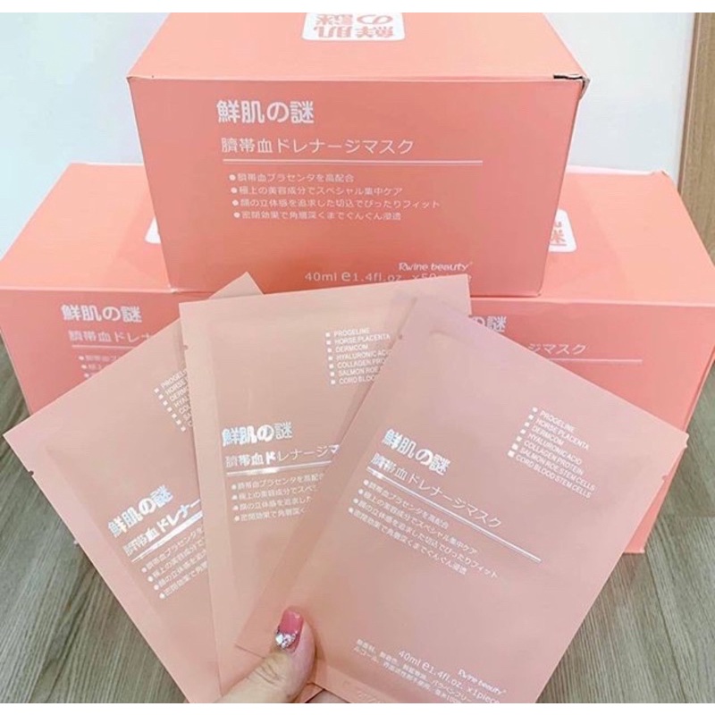 Combo 5 Mặt Nạ Nhau Thai Cừu Cuống Rốn Tế Bào Gốc Nhật Bản Rwine Beauty Dưỡng Da, Cấp Ẩm, Tái Tạo Collagen