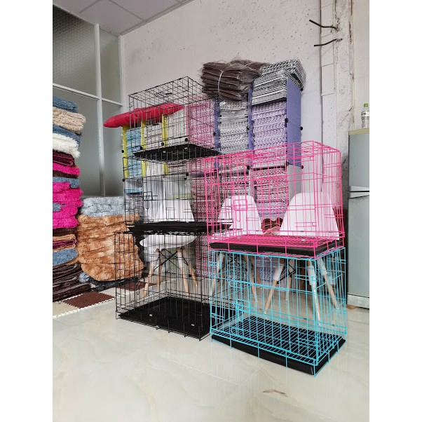 Lồng chó mèo gấp gọn 60x42x50cm có khay vệ sinh