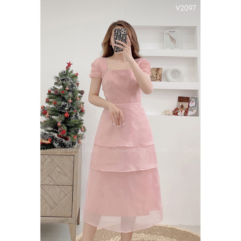 [Freeship] Váy Organza xếp 3 tầng sang chảnh - Giian