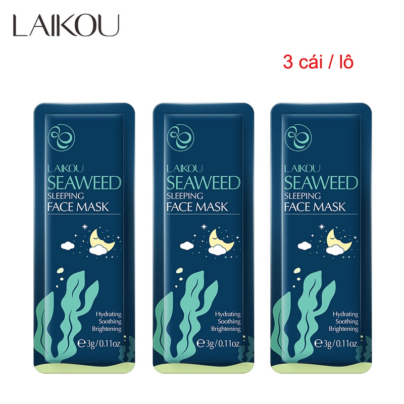 Set 3 Mặt Nạ Ngủ Laikou Chiết Xuất Rong Biển Chăm Sóc Da Mặt 3g/gói x 3