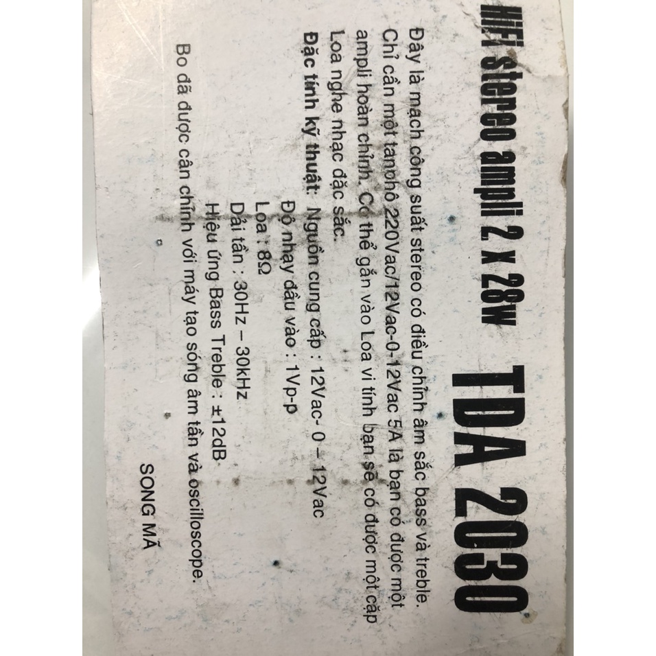 BO MẠCH KHUẾCH ĐẠI LOA ÂM THANH TDA 2030-SONG MÃ