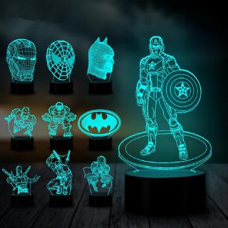 Siêu anh hùng Iron Man Spider Man Batman ✷ ❈ Đèn ngủ LED USB Bàn làm việc từ xa Đèn ngủ cho người hâm mộ Marvel