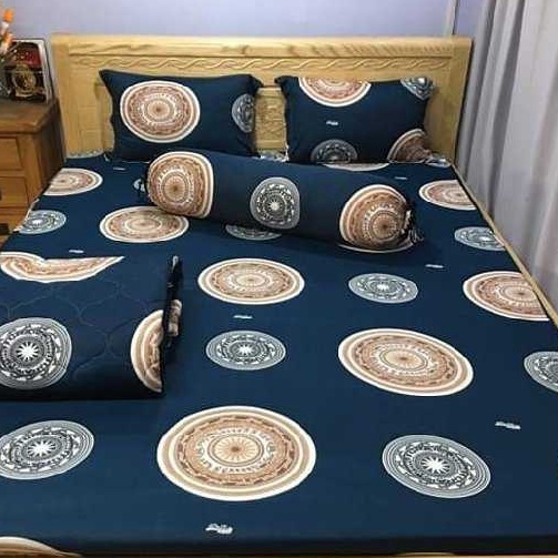 Bộ ga gối m6/m8/2m2 drap giường poly, ga trải giường + 2 vỏ gối nằm đơn giản trống đồng Bedding
